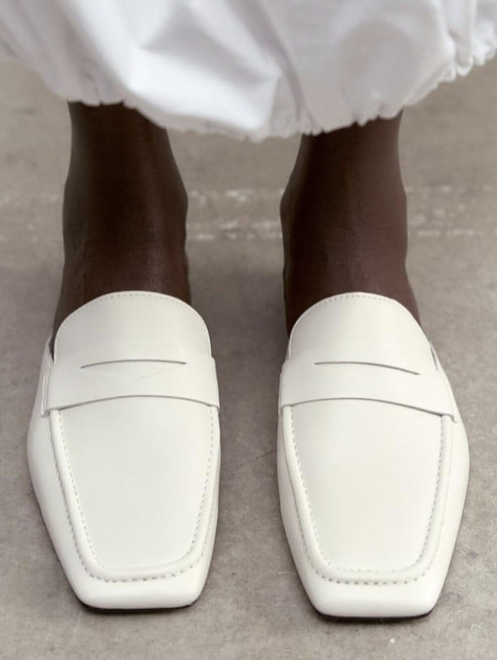 NWT Zara White Cream Square Toe Sheep Leather Mule Penny Loafers EU38 US 7.5 8